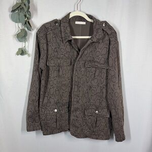 Karlie | Cotton Gray Utility Jacket Snake Print Women's Size Large
